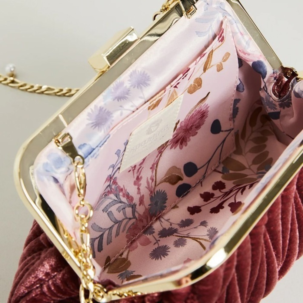 NWT Spartina 449 Velvet Dusty Mauve Southern Old-money Kiss Lock Clutch Purse - Picture 12 of 14